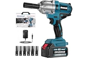 Anancyi Cordless Impact Wrench 21V, 850N.m(640 Ft-lbs), High Torque, 1/2" Brushless Impact Wrench, 1x4.0Ah Batteries, 1xCharger 6xImpact Sockets, Electric Impact Wrench for Car Tire