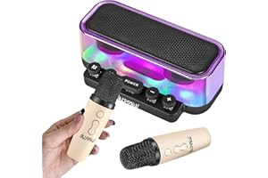 ALPOWL Z6 Karaoke Professionale Completo per Adulti Bambini, Portatile PA Speaker System con Microfono Karaoke 2 Microfoni Wireless, Luci del Partito, Supporta la Modalità FM, per Festa, Regali