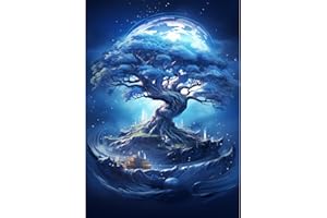 DIUJHUUY 5D Diamond Painting Kits,Digital Drawing Kits,Diamond Art Accessories,DIY Arts Craft Supply for Adults, Children's Beginners, Home Wall Decoration Gifts - Cartoon (Blue The World Tree)