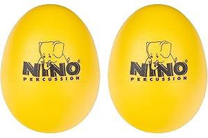 Nino Percussion Egg Shaker Paar – 2 Rasseleier für Kinder ab 3 Jahren – Musikinstrument – Geschenkidee - Kunststoff, Gelb (NINO540Y-2)