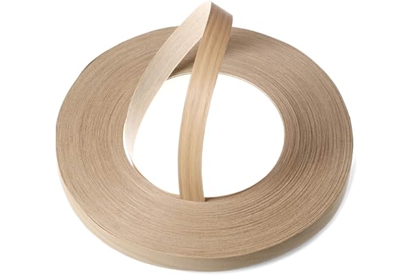 WoodPress® 22 mm Bois de Chêne Véritable Bande de Chant en Placage Préencollé – Rouleau de 50 m – Application à Repasser