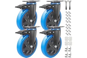 IQWTU Ruote per Carrello con Freno, 150MM Ruote per Mobili Ruote con Freni Rotelle Piatte Rotelle per Mobili, Set di 4 Ruote Girevoli a 360°, Ruote Industriali con Piastra Carico 1000 kg