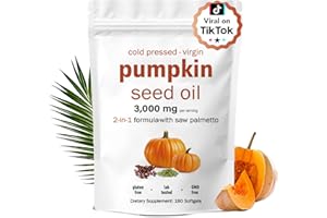 GENERIC Pumpkin Seed Oil Capsules | Cold Pressed, Pure Virgin Oil, Essential Fatty Acids & Phytosterols 180 Softgels, Good for hair health | Non-GMO