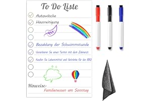 GROOHAFY 20x30cm Magnetisch To Do Liste Abwischbar Whiteboard Magnettafel Kühlschrank auf Deutsch Familienplaner Planungstafeln Haushaltsplaner Stundenplan Chart Memo Checklist Board Tafel
