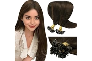 LaaVoo Extensiones Keratina Pelo De Verdad #Marrone 50g/50s 18 Pulgadas/45cm Extensiones Queratina Cabello Humano Marrone Hot Fusion U Tip Remy Hair Extension