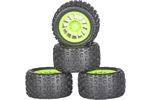 RcThjia 4Pcs Monster Truck Tires 1/16 1/18 Scale 74mm Pre-glued Foam Insert Tires for ARRMA Granite 1/18 Granite/Typhon, WLtoys A949, MJX Hyper Go H16, High-Grip Ready-to-Run