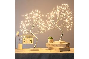 ‎DELICHTER DELICHTER 2er Pack Lichterbaum mit 108 Warmweißen LEDs USB/Batteriebetriebene Weihnachtsdeko mit 8 Lichtmodi und Timer Beleuchtet Weihnachten Deko für Hochzeit Party Wohnzimmer Home Silber 45cm