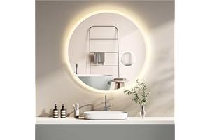 ‎HOKO HOKO Runder LED Badspiegel 80cm Hamburg. Designspiegel mit KOSMETIKSPIEGEL 3-Fach, Bad Spiegel LED beleuchtet mit Touch Schalter, LED Licht Wechsel - Warmweiß - Kaltweiß - Neutral