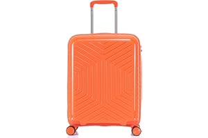 DK Luggage 20” Cabin Ryanair, EasyJet, BA, Jet 2 Hard Shell Approved Hand Luggage Polypropylene Suitcase 4 Wheel Spinner Luggage PP20 Orange