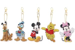 YOUYIDUN 5 Stk 5D DIY Diamond Painting Schlüsselanhänger Set, Cartoon Doppelseitige Diamant Malerei Painting Stickerei Bilder Aufkleber Schlüsselbund für Weihnachten Kunst Handwerk