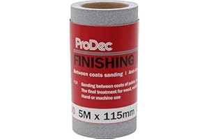 ProDec Rotolo di Carta Abrasiva 5 m, Grana 400, per Levigatura Tra Strati e Automobilistica, Larghezza 115 mm, Compatibile Con Levigatrici a Mano