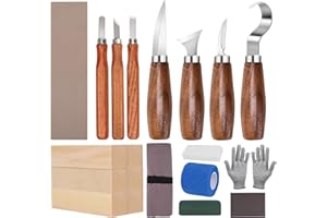 BRITPICK Wood Carving Tools Kit, 18PCS Wood Whittling Kit for Beginners, Includes 8PCS Basswood Carving Blocks and 6PCS Whittling Knife, Gloves, Roll Bag, Sharpener for Widdling Kit (18 PCS)