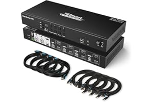 TESmart KVM Switch 4 Computers 2 Monitors, 4 Port HDMI KVM Switch Dual Monitor, EDID, UHD 4K@60Hz, Support Cascading for Quad Monitor, Stereo Audio, Hotkey Switching, Monitor Switcher Box
