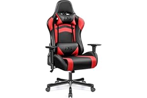 OneGame Silla Gaming, Silla Escritorio Gaming con Ajuste de Altura y reposabrazos 3D Silla ergonómica Gaming Soporte Lumbar y reposacabezas, Negro Rojo