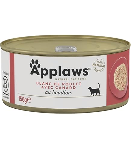 Applaws 100% Natuurlijk Natvoer voor Volwassen Katten, Kipfilet met Tonijnfilet in Bouillon, 24 x 70g Blikjes
