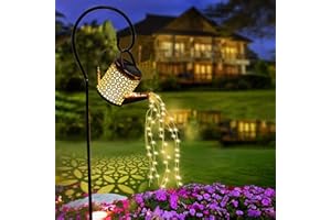 ZKLiLi Annaffiatoio solare con luci a cascata, decorazione da giardino, cascata per esterni, impermeabile, lanterna solare da appendere, decorazione da cortile, regalo per mamma, nonna, donne