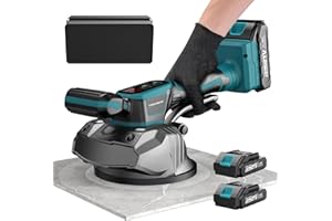 blayram Machine Vibrante Carrelage, machine de nivellement de coupe carrelage electrique With 2 Batteries, ventouse réglable à 8 vitesses avec affichage numérique, pour carrelage, sol, mur