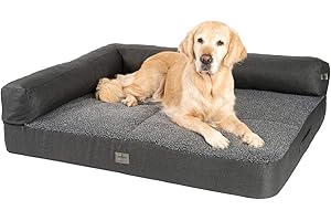JAMAXX Premium 2-in-1 Hunde-Sofa - Orthopädische Memory Visco Füllung, Abnehmbare Polster und Bezug Waschbar, Hochwertiger Stoff Lammfell/Sherpa, PDB3014 (L) 120x90 anthrazit