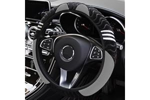 SacJkt Lenkradbezug, Lenkradbezug Winter, Lenkradbezug Plüsch, Anti Rutsch Universal Auto Lenkradhülle Für Herbst- und Wintersaison（schwarz grau）