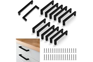 Flintronic 12PCS Square Bar Pull Handles - 160mm Stainless Steel Wardrobe Handles for Kitchen Cabinet & Drawer