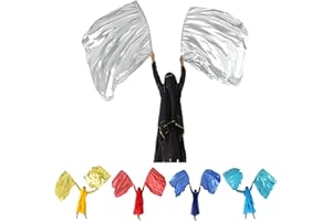 MUNAFIE 2 banderas rectangulares de adoración para actuaciones de danza, iglesia con mástil flexible, color plateado