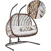 Capri Swing Oylat &Ccedil;iftli Rattan Bah&ccedil;e Balkon Salıncağı A&ccedil;ık Kahve