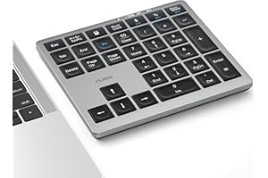 Nulea Wireless Bluetooth 5.0 Portable Numeric Keyboard, USB-C Rechargeable, 34-Keys Bluetooth Keyboard for Data Entry, Compatible for Laptop, Mac, iMac, Tablet, PC Desktop