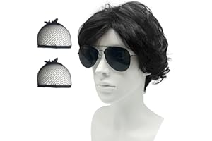 SKHAOVS Lockige Perücke Herren Schwarz Perücke Kurz Perücke hitzebeständige synthetische Perücke Haar Halloween HerrenPerücke Party Daily Wear Herren Damen Karneval Kostüme Cosplay (Schwarz)