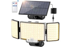 Topabol Faretto LED da Esterno con Sensore di Movimento, 212 LED 3 Modos Lampada Solare da Esterno, IP65 Grandi Luce Solare LED Esterno, 340° Illuminazione (1 Pezzi - Bianco Caldo)