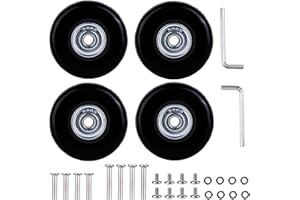 Juego de 4 Ruedas de Maleta: Nizirioo Case de Equipaje Rollos de Reemplazo de Remoletas de 50 mm, Kit de Reparación de Ejes de Goma Silenciosa con Ejes de Metal Piezas de Repuesto, Neg