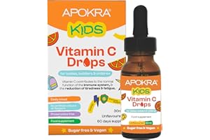 Vitamin C Tropfen | Vitamine Kinder | Veganes Vitamin C | immunsystem stärken kinder | Zweimonatsvorrat - 30ml | APOKRA KIDS