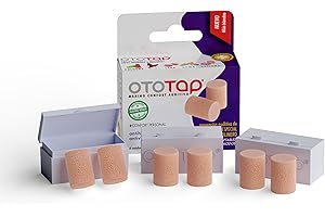 OTOTAP Tapones para los oídos de espuma moldeables, aislantes, cómodos y reutilizables. Especiales para dormir, ofrecen alivio anti ronquidos o ruidos fuertes. Con estuche de viaje. 6 unidades
