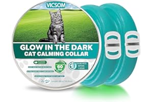 VICSOM Gatos Collares Calmantes, Luminoso Natural Collar Calmante para Gatos, Seguro Feromona para Gatos Luminoso Collares, Regulable Impermeable Calmante para Gatos Diferentes 18.9In 2Pcs Azul Claro