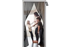 WEIZON Magnetyczna siatka do drzwi z siatką -mosquito Net 195 x 230 cm Heavy Duty Mesh Curtain Magnetyczna siatka do drzwi bez błędów, zamyka się automatycznie, aby owady nie wylatywały - czarne