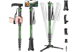 Manbily Monopods for Cameras 71-in with Feet, Walking Stick Stand 180cm Camera Monopod Mount Aluminum Lightweight with Tripod Base 5 Sections Max 22lbs For Travel DSLR Canon Nikon Sony Video Camcorder