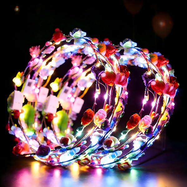 Evlry Couronne De Fleurs Lumineuse LED - Bandeau Floral Guirlande Pour Mariage Et Fêtes