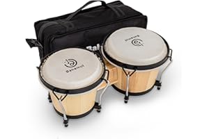 BAHAMUT Bongo Schlagzeug-Set, 15,2 cm + 17,8 cm, Holzbongos für Erwachsene und Kinder, Anfänger, ideales Percussion für Bildung und Praxis, mit Stimmschlüssel und wasserdichter Tasche