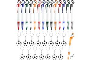 RETON 15 penna e sfera a forma di calcio, penne retrattili con 15 portachiavi, inchiostro nero da 1,0 mm, per forniture scolastiche