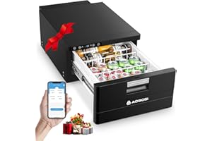 AAOBOSI 31L Tiroir Glaciere Electrique, Frigo Voiture avec APP, Réfrigérateur pour Camping-Car 12V/24V, -20℃ à 20℃ Glaciere a Compression pour Voiture, Camions, Caravanes, Bateaux, Camping et Voyages