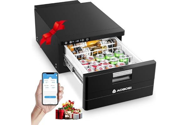 AAOBOSI 31L Tiroir Glaciere Electrique, Frigo Voiture avec APP, Réfrigérateur pour Camping-Car 12V/24V, -20℃ à 20℃ Glaciere a Compression pour Voiture, Camions, Caravanes, Bateaux, Camping et Voyages