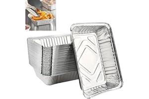 MIAYICAL Barquette Aluminium Réutilisables, 50 Bacs D'égouttement en aluminium, Accessoires pour barbecue à gaz, barbecue au charbon et barbecue électrique, Barquette Alimentaire, pour Cuisiner, Griller, Cuire