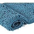 H.Versailtex Ultra Soft Texture Chenille Plush Bath Rugs Floor Mats, Hand Tufted Bath Rug Non Slip Microfiber Door Mat for Kitchen/Entryway/Living Room, Dark Teal - 50 x 80 CM