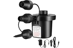 AUAURAINTT Elektrische Luftpumpe, Luftpumpe für Luftmatratze, Tragbare Schnellfüllpumpe, 2 in 1 Inflate und Deflate Elektrische Pump mit 3 Luftdüse für Aufblasbare Matratze, Boot, Luftmatratze Pool, Schwimmring