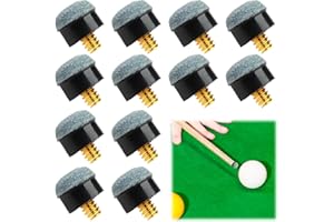 ICYWINK Billard Queue Spitzen, Sports Einschraubbare Billard-Queue-Spitzen, 12 Stück Billard Queue Spitzen Ersatz Schraub Tipps mit, 12 mm Billard Queue Zubehör Set, für Billardstöcke Snooker Pool Queues