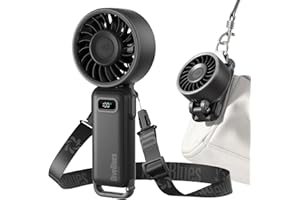 Diveblues Handheld Turbo Fan, 1–100 Speed Portable Fan with Strong Airflow, USB-C Rechargeable, 4-in-1 Personal Neck/Desk/Tra