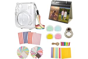 MUZIRI KINOKOO Zestaw akcesoriów Mini 11 do Fujifilm Instax Mini 11 etui ochronne z 8 przydatnymi akcesoriami, zestaw toreb na aparat, 4 kolory filtra obiektywu - przezroczysta obudowa + czarny