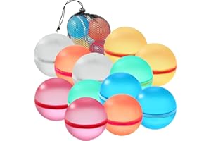 HAOYULUO 12 Pcs Bombe a Eau Réutilisable,Ballon a Eau Silicone,Water-polo Magnétique, Idéal pour les Enfants et les Adultes Dans les Parcs Aquatiques et les Fêtes au bord de la Piscine Extérieure (12)