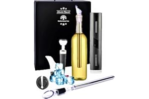 MEDITERRANEAN TREE Estuche regalo Sacarcorchos Eléctrico + Enfriador de Botellas de Vino Acero Inoxidable +Kit de vino y accesorios originales + Cortacápsulas Aireador y tapón de vacío