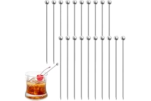 ‎DONQL DONQL 20Stück Stainless Steel Cocktail Sticks Set Reusable Fruit Sticks Toothpicks Metal Martini Skewers Drink Picks for Cocktail Party,Barbeque Snacks,Appetizersetc
