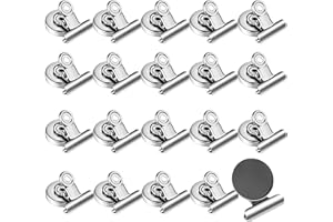 ELEGANCE-GO Clip Magnetiche,20 Pezzi Frigo Magnete Clips Super Forte Magnete Frigorifero Clip Magnetica Argentata per Ufficio,Adatta per Lavagna,Frigorifero